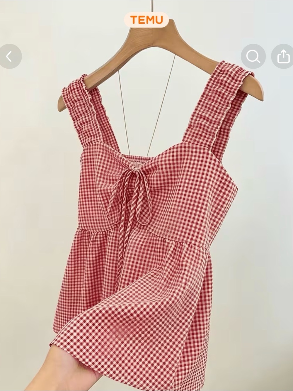 Red Gingham Tie-Front Camisole Tank